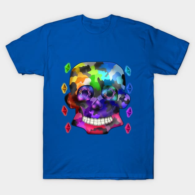 Rainbow Camouflage Skull T-Shirt by cherubi19